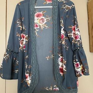 Blue floral cardigan/shrug
